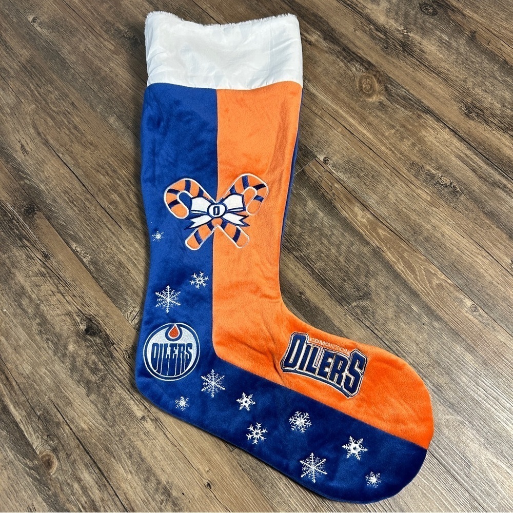 NHL Orange and Blue Oilers Holiday Stocking